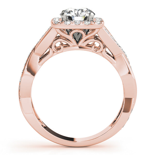 Cherished Halo Round Diamond Engagement Ring in 10K/14K gold and platinum with certified lab-grown or natural diamonds