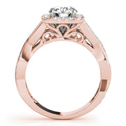 Cherished Halo Round Diamond Engagement Ring in 10K/14K gold and platinum with certified lab-grown or natural diamonds