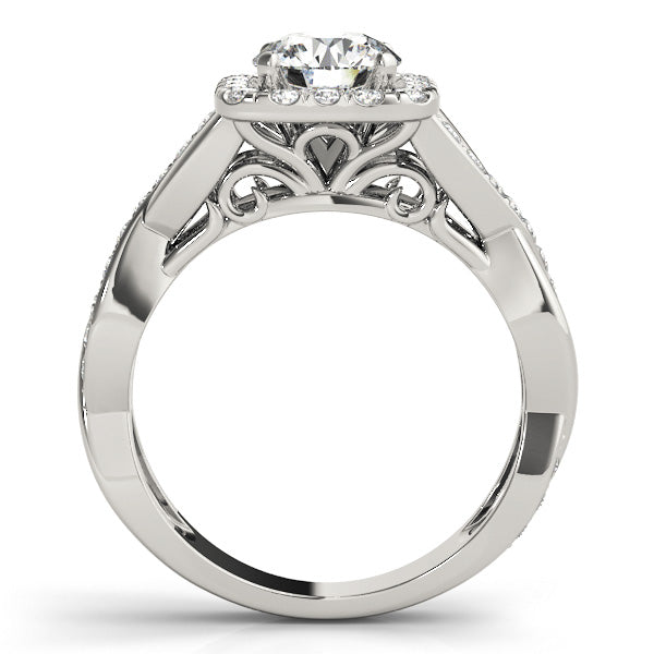 Cherished Halo Round Diamond Engagement Ring in 10K/14K gold and platinum with certified lab-grown or natural diamonds