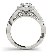 Cherished Halo Round Diamond Engagement Ring in 10K/14K gold and platinum with certified lab-grown or natural diamonds
