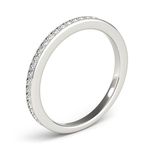 Single Row Prong in Channel Set Half Eternity Ring in Gold & Platinum