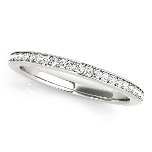Single Row Prong in Channel Set Half Eternity Ring in Gold & Platinum