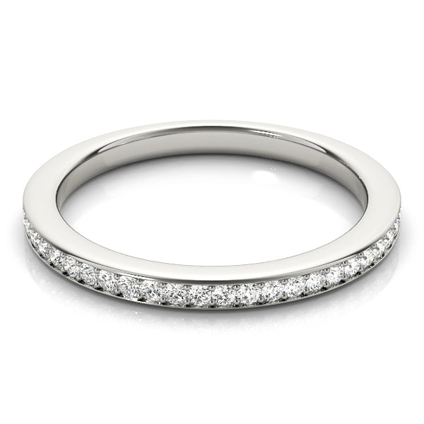 Single Row Prong in Channel Set Half Eternity Ring in Gold & Platinum