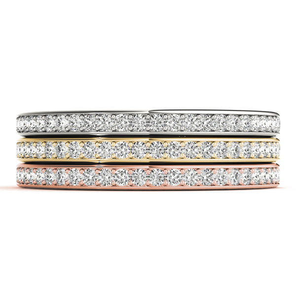 Single Row Prong in Channel Set Half Eternity Ring in Gold & Platinum