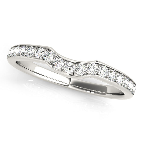 Prong in Channel Curved Half Eternity Ring in Gold & Platinum