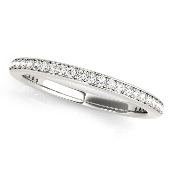 Single Row Prong in Channel Half Eternity Ring in Gold & Platinum