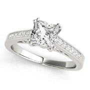 Refined Sidestone Princess Diamond Engagement Ring in 10K/14K gold and platinum with certified lab-grown or natural diamonds