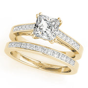 Refined Sidestone Princess Diamond Engagement Ring in 10K/14K gold and platinum with certified lab-grown or natural diamonds