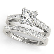 Refined Sidestone Princess Diamond Engagement Ring in 10K/14K gold and platinum with certified lab-grown or natural diamonds