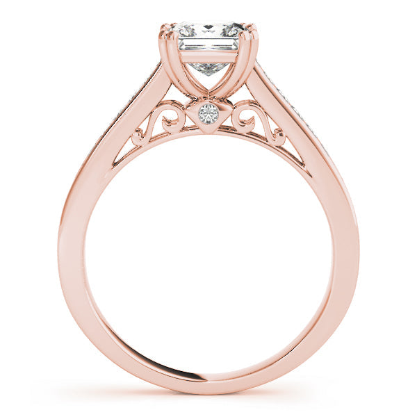Refined Sidestone Princess Diamond Engagement Ring in 10K/14K gold and platinum with certified lab-grown or natural diamonds