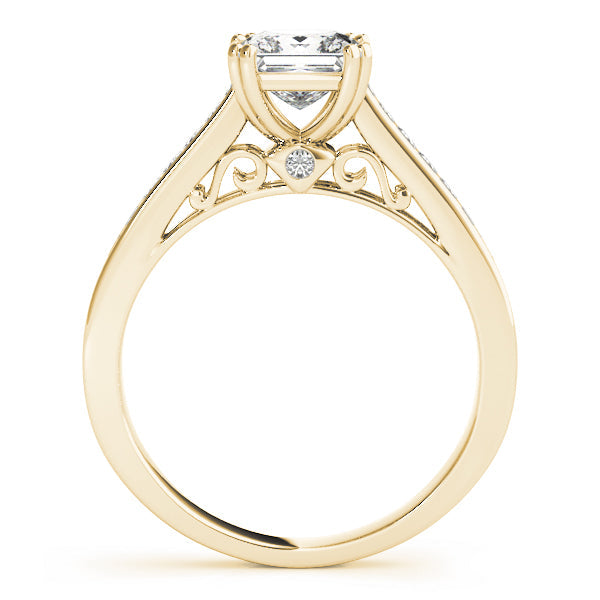 Refined Sidestone Princess Diamond Engagement Ring in 10K/14K gold and platinum with certified lab-grown or natural diamonds