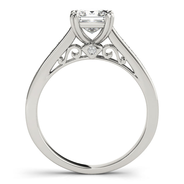 Refined Sidestone Princess Diamond Engagement Ring in 10K/14K gold and platinum with certified lab-grown or natural diamonds