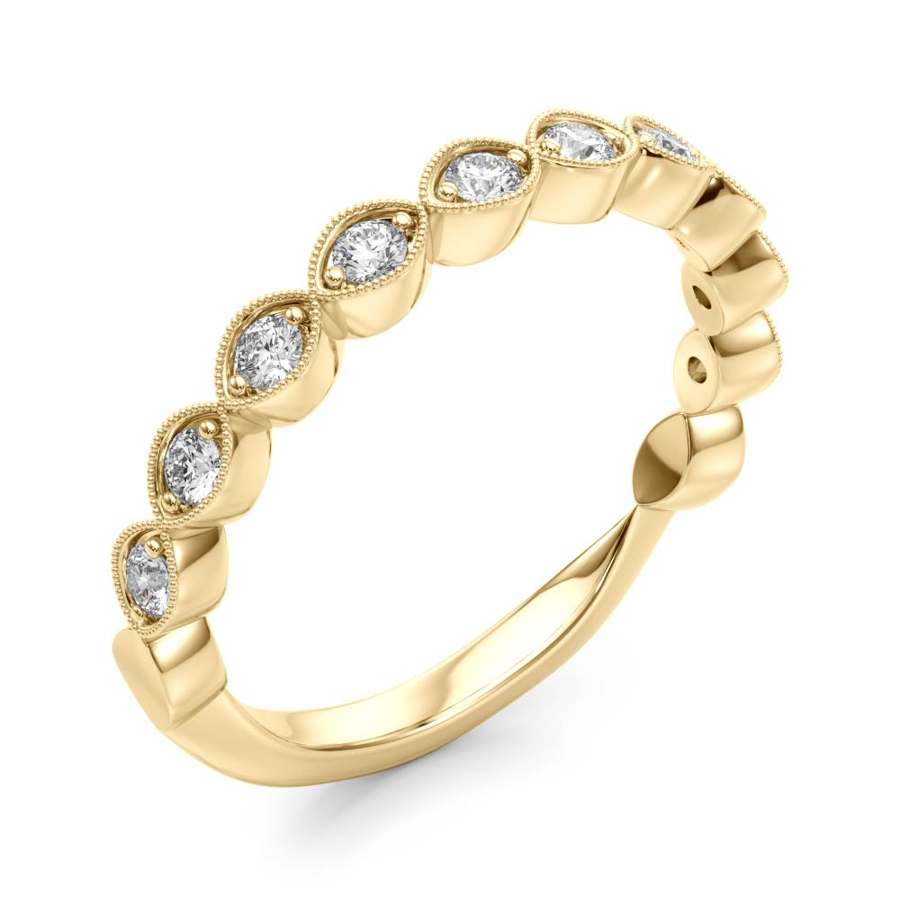 Vintage-Inspired Milgrain Half Eternity Ring in Gold & Platinum