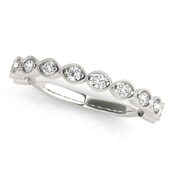 Vintage-Inspired Milgrain Half Eternity Ring in Gold & Platinum