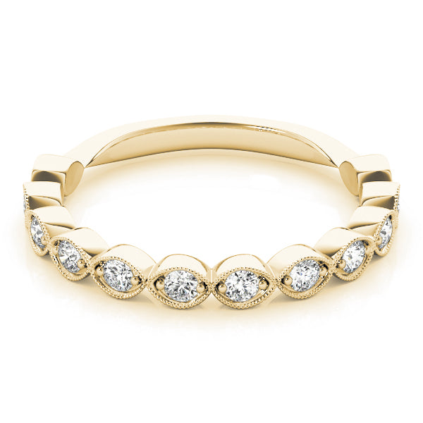 Vintage-Inspired Milgrain Half Eternity Ring in Gold & Platinum