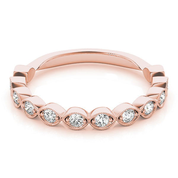 Vintage-Inspired Milgrain Half Eternity Ring in Gold & Platinum
