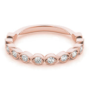 Vintage-Inspired Milgrain Half Eternity Ring in Gold & Platinum
