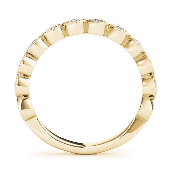 Vintage-Inspired Milgrain Half Eternity Ring in Gold & Platinum
