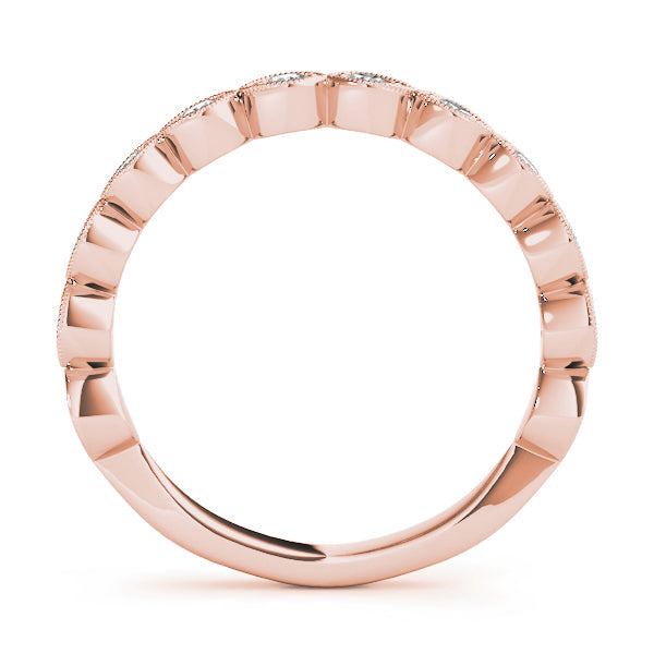 Vintage-Inspired Milgrain Half Eternity Ring in Gold & Platinum