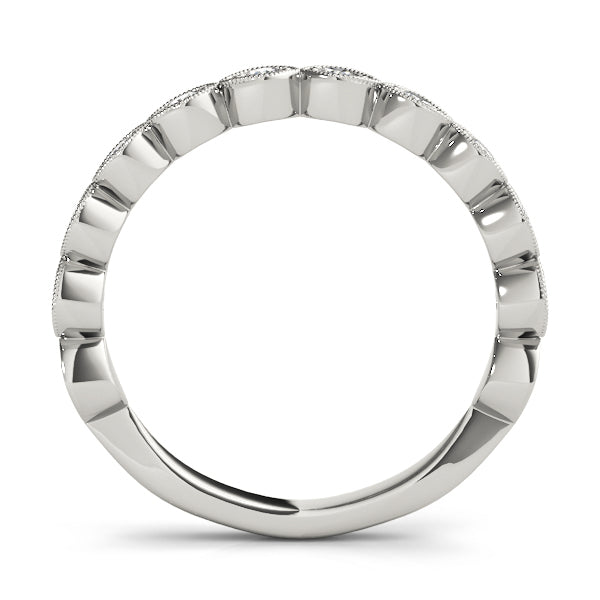 Vintage-Inspired Milgrain Half Eternity Ring in Gold & Platinum