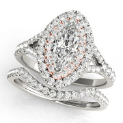 Cherished Halo Engagement Ring Marquise Diamond Engagement Ring in 10K/14K gold and platinum with certified lab-grown or natural diamonds