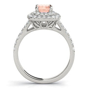 Classic Cut Halo Emerald Diamond Engagement Ring in 10K/14K gold and platinum with certified lab-grown or natural diamonds