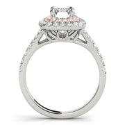Classic Cut Halo Emerald Diamond Engagement Ring in 10K/14K gold and platinum with certified lab-grown or natural diamonds