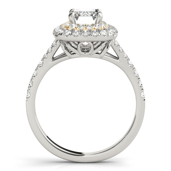 Classic Cut Halo Emerald Diamond Engagement Ring in 10K/14K gold and platinum with certified lab-grown or natural diamonds