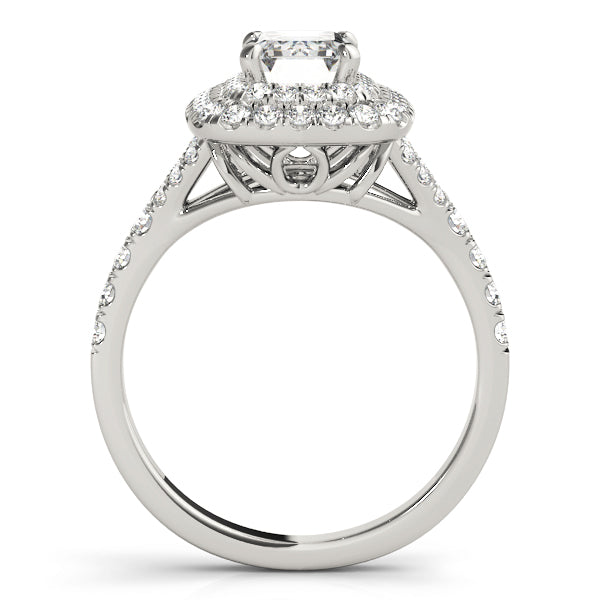 Classic Cut Halo Emerald Diamond Engagement Ring in 10K/14K gold and platinum with certified lab-grown or natural diamonds