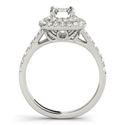 Classic Cut Halo Emerald Diamond Engagement Ring in 10K/14K gold and platinum with certified lab-grown or natural diamonds
