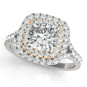 Timeless Halo Engagement Ring Cushion Diamond Engagement Ring in 10K/14K gold and platinum with certified lab-grown or natural diamonds