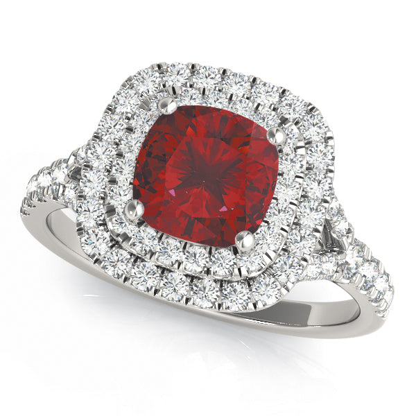 Timeless Halo Engagement Ring Cushion Diamond Engagement Ring in 10K/14K gold and platinum with certified lab-grown or natural diamonds