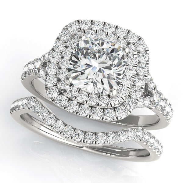 Timeless Halo Engagement Ring Cushion Diamond Engagement Ring in 10K/14K gold and platinum with certified lab-grown or natural diamonds