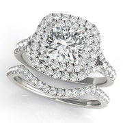 Timeless Halo Engagement Ring Cushion Diamond Engagement Ring in 10K/14K gold and platinum with certified lab-grown or natural diamonds