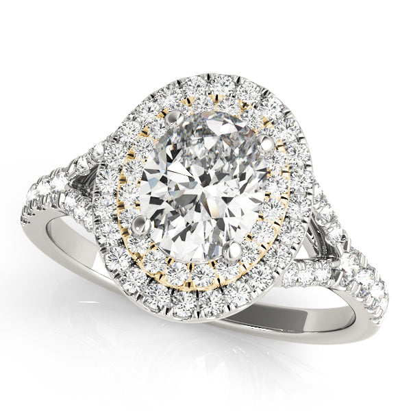 Elegant Halo Engagement Ring Oval Diamond Engagement Ring in 10K/14K gold and platinum with certified lab-grown or natural diamonds
