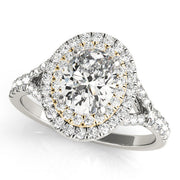Elegant Halo Engagement Ring Oval Diamond Engagement Ring in 10K/14K gold and platinum with certified lab-grown or natural diamonds