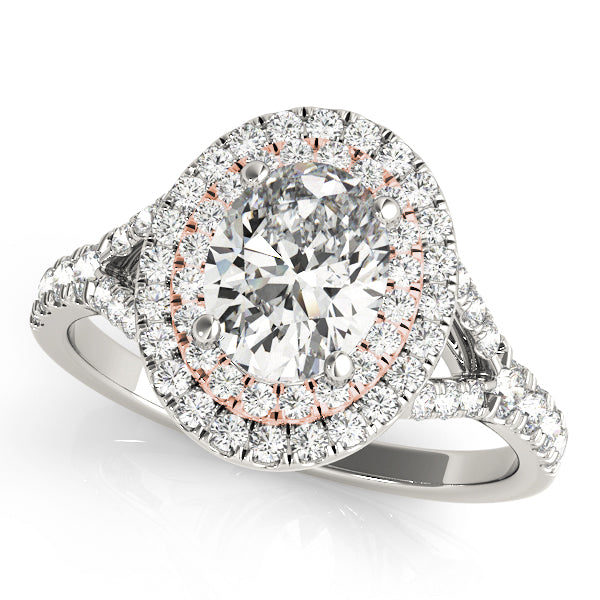 Elegant Halo Engagement Ring Oval Diamond Engagement Ring in 10K/14K gold and platinum with certified lab-grown or natural diamonds