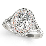 Elegant Halo Engagement Ring Oval Diamond Engagement Ring in 10K/14K gold and platinum with certified lab-grown or natural diamonds