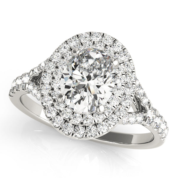 Elegant Halo Engagement Ring Oval Diamond Engagement Ring in 10K/14K gold and platinum with certified lab-grown or natural diamonds