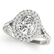 Elegant Halo Engagement Ring Oval Diamond Engagement Ring in 10K/14K gold and platinum with certified lab-grown or natural diamonds