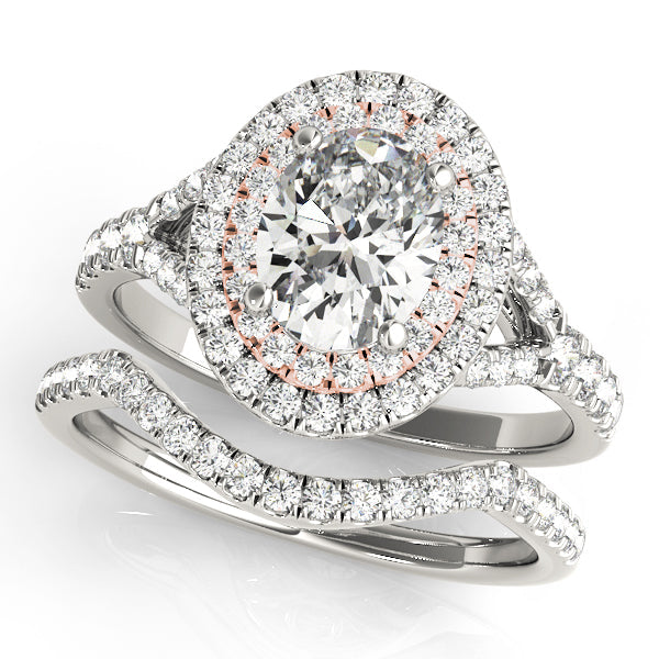 Elegant Halo Engagement Ring Oval Diamond Engagement Ring in 10K/14K gold and platinum with certified lab-grown or natural diamonds