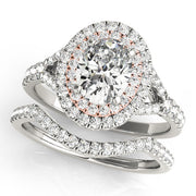 Elegant Halo Engagement Ring Oval Diamond Engagement Ring in 10K/14K gold and platinum with certified lab-grown or natural diamonds