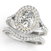 Elegant Halo Engagement Ring Oval Diamond Engagement Ring in 10K/14K gold and platinum with certified lab-grown or natural diamonds