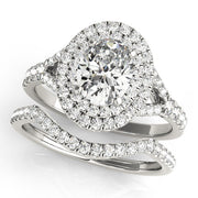 Elegant Halo Engagement Ring Oval Diamond Engagement Ring in 10K/14K gold and platinum with certified lab-grown or natural diamonds