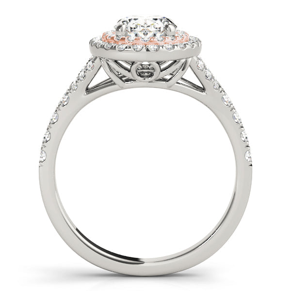 Elegant Halo Engagement Ring Oval Diamond Engagement Ring in 10K/14K gold and platinum with certified lab-grown or natural diamonds