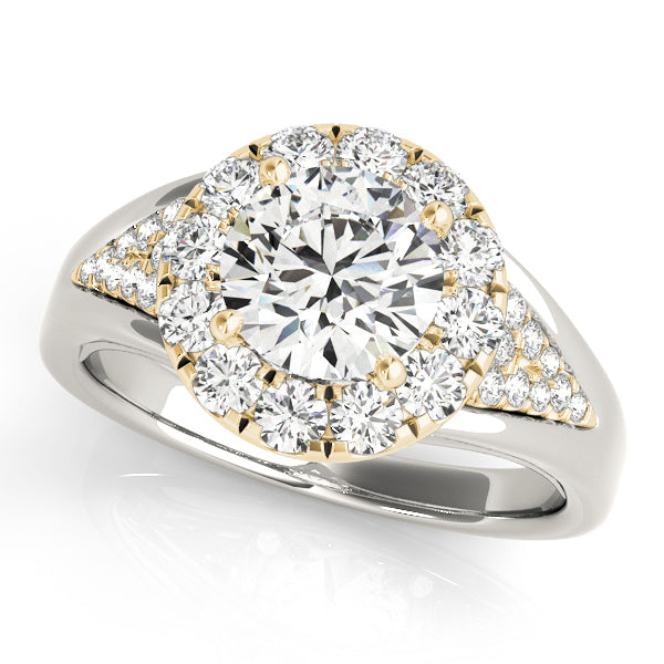 Statement Halo Engagement Ring Round Diamond Engagement Ring in 10K/14K gold and platinum with certified lab-grown or natural diamonds