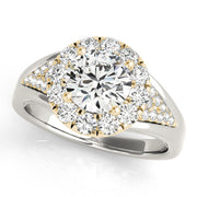 Statement Halo Engagement Ring Round Diamond Engagement Ring in 10K/14K gold and platinum with certified lab-grown or natural diamonds