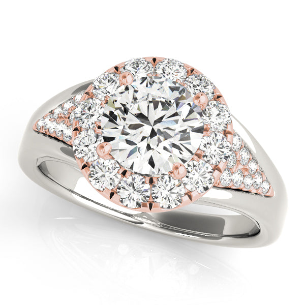 Statement Halo Engagement Ring Round Diamond Engagement Ring in 10K/14K gold and platinum with certified lab-grown or natural diamonds