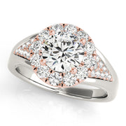 Statement Halo Engagement Ring Round Diamond Engagement Ring in 10K/14K gold and platinum with certified lab-grown or natural diamonds
