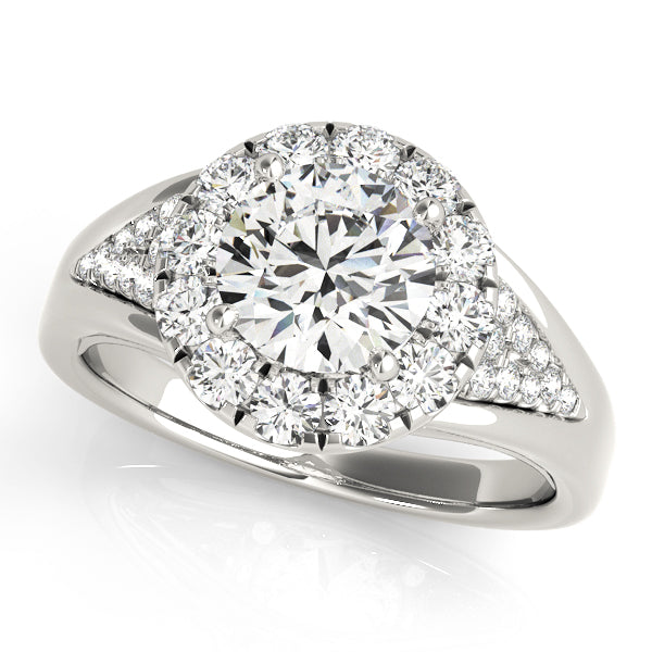 Statement Halo Engagement Ring Round Diamond Engagement Ring in 10K/14K gold and platinum with certified lab-grown or natural diamonds